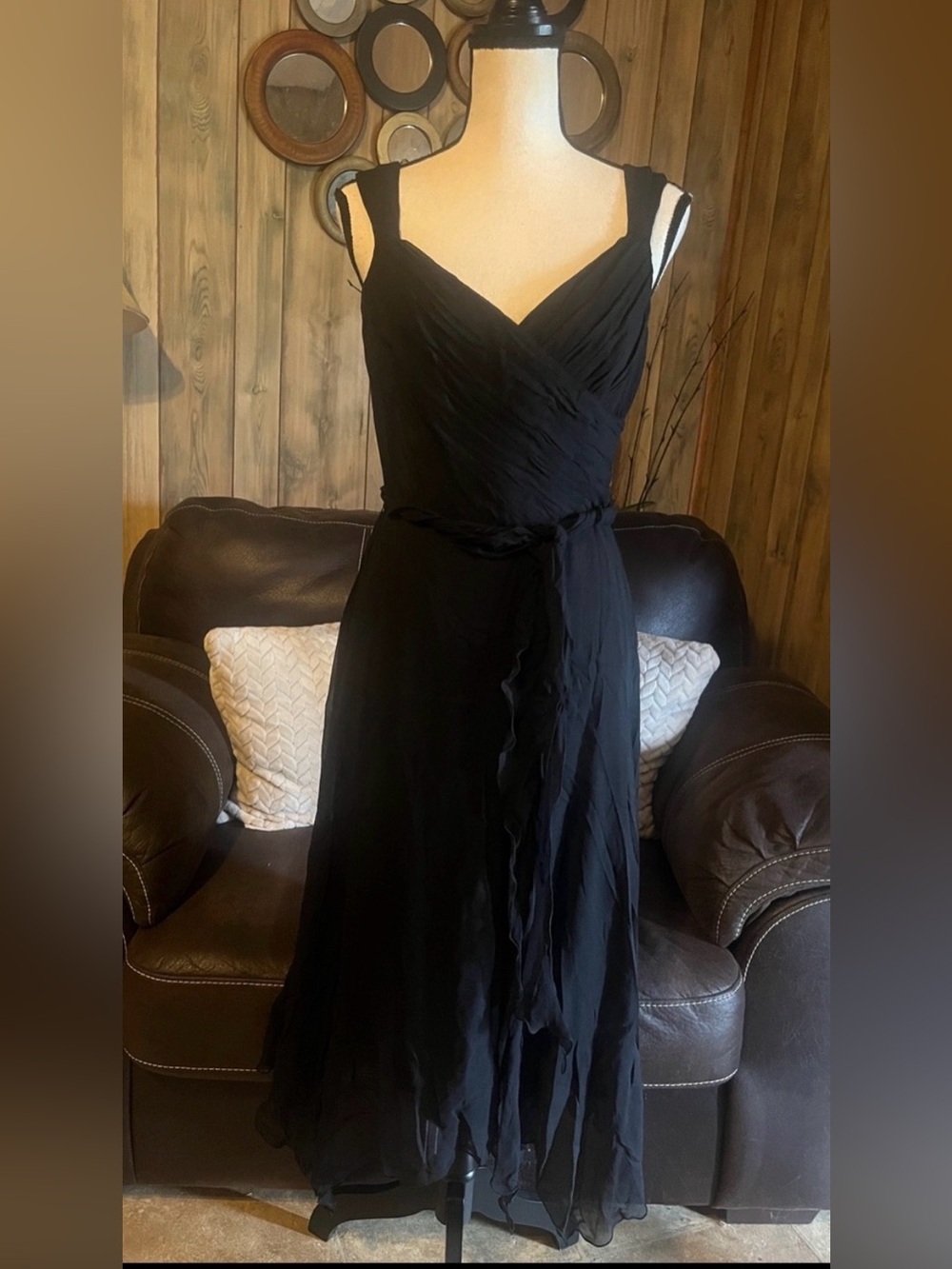 Donna Morgan Black Silk Dress Handkerchief  Dark Fairy Whimsigoth Fairygoth